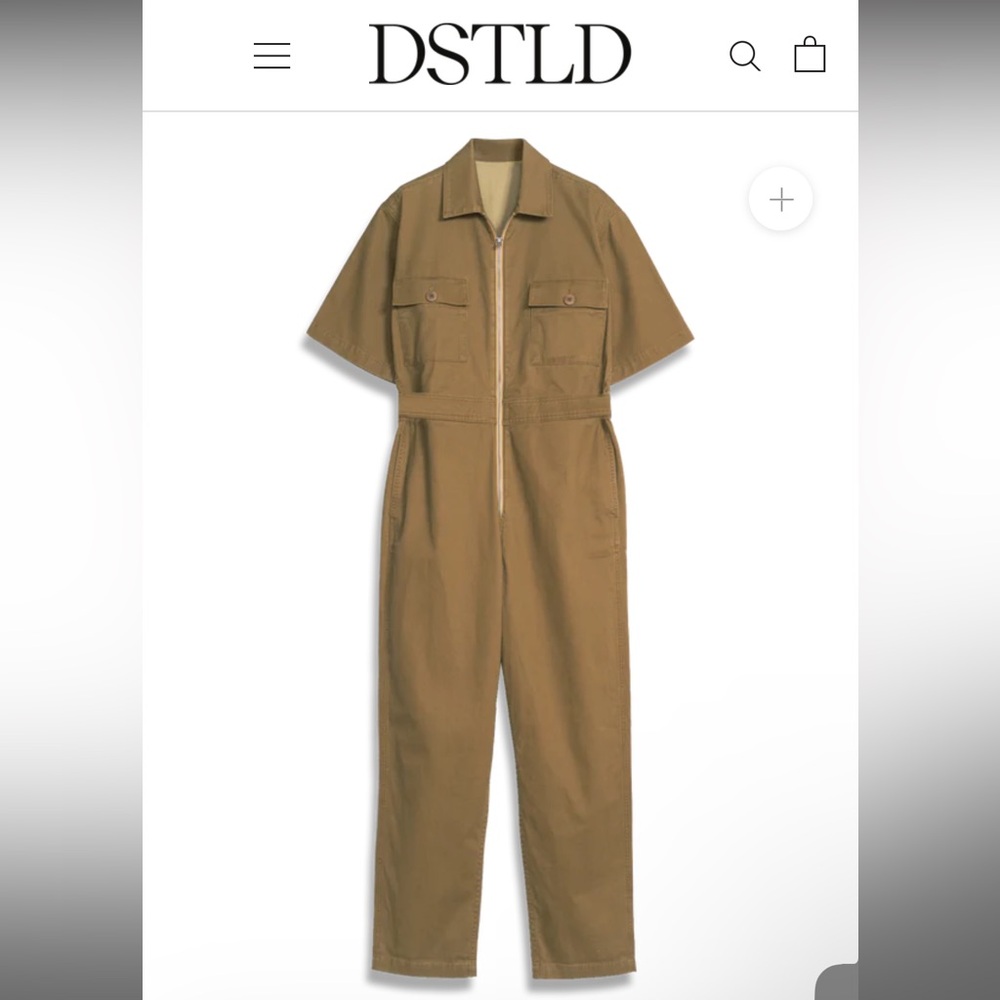 DSTLD Tan Utility Jumpsuit with Collared Neckline XS $198 Sundry NWOT - Picture 3 of 4